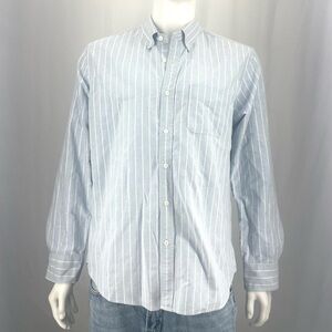 J. Crew Sky Blue and White Striped Casual Shirt